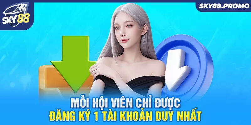 Mỗi hội viên chỉ được đăng ký 1 tài khoản duy nhất